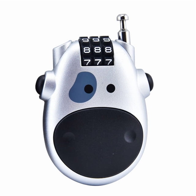 Anti-Theft Password-Protected Extendable Steel Wire Lock: Secure Motorcycle Helmet, Electric Bike, and Luggage with Durable Fixation - Silver Cow Design