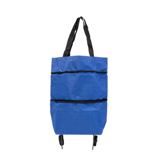 Flmtop Shopping Cart Bag Portable Metal Bracket Oxford Fabric Strong Load Capacity Storage Pouch Daily Use