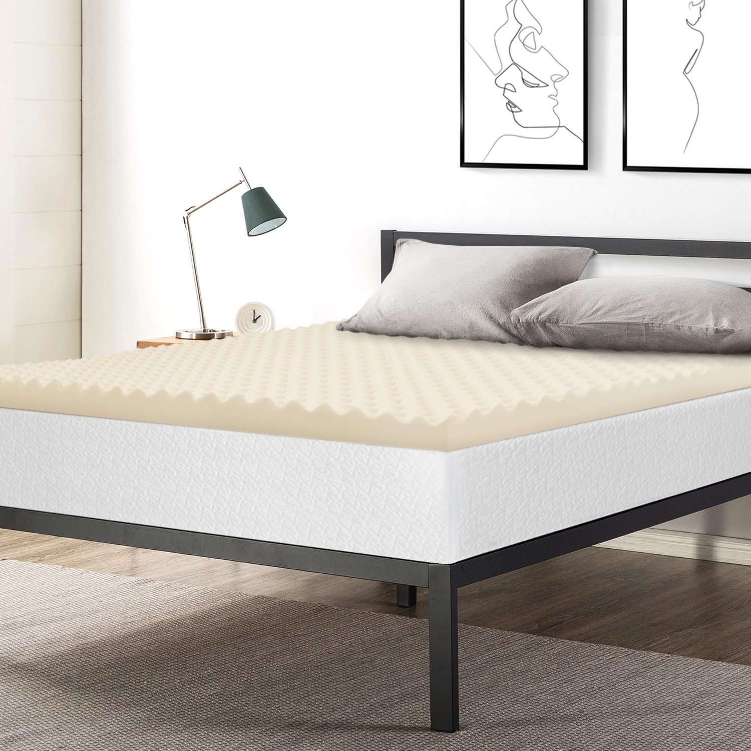 Details about / 3 Inch Egg Crate Copper Infused Memory Foam Mattress Topper Antimicrobial Fresh