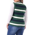 thumbnail image 3 of Agnes Orinda Plus Size Sweaters for Women Sleeveless Casual Outfits V-Neck Striped Knit Sweater Vests 4X Green, 3 of 5
