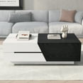 thumbnail image 3 of Modern Extendable Sliding Top Coffee Table with Storage in White&Black, 3 of 17
