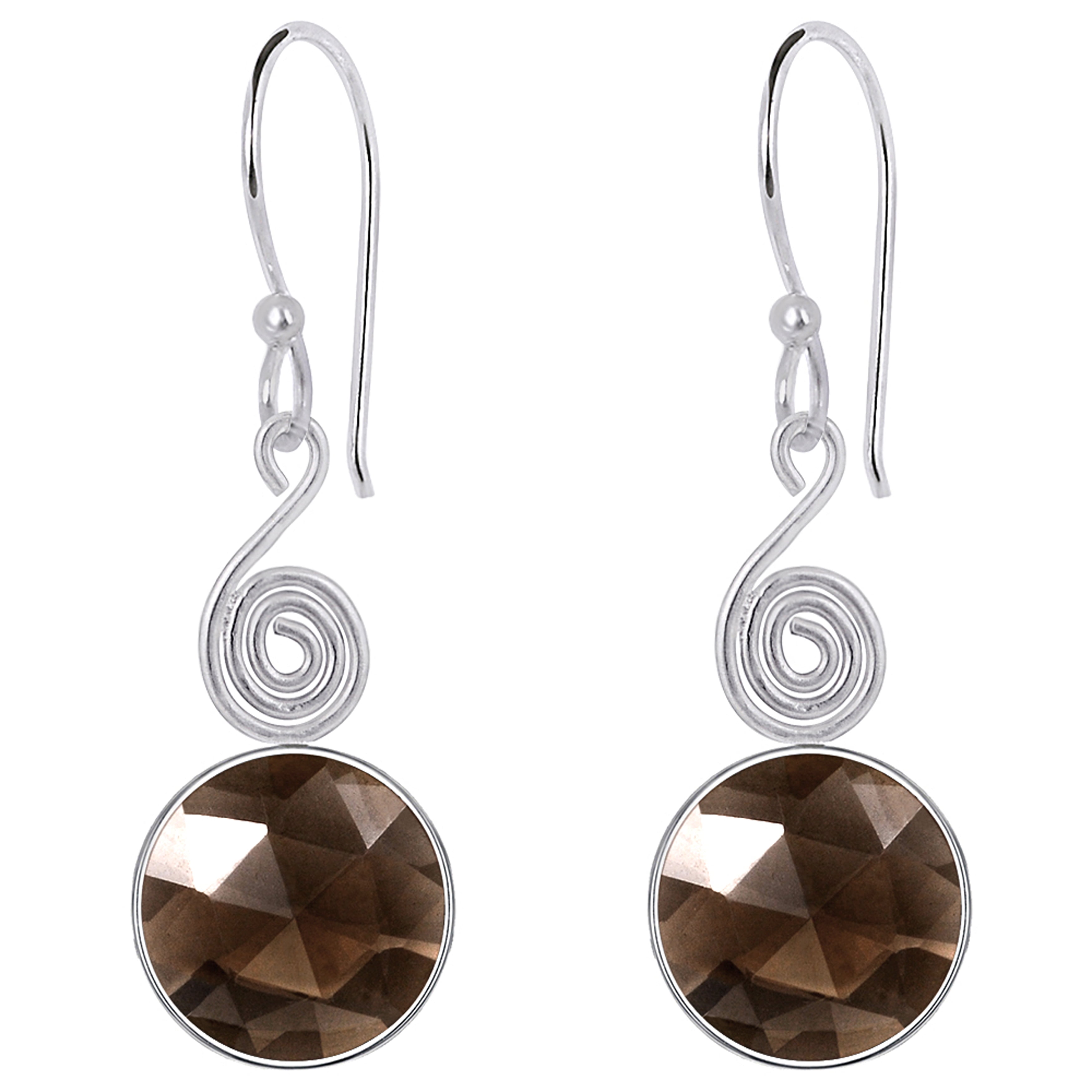 Solid 925 Sterling Silver Earrings Drop Dangle Smoky Topaz Gemstone Jewelry Solid 925 Sterling Silver Earrings Drop Dangle Smoky Topaz Gemstone Jewelry