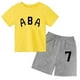 thumbnail image 4 of Ropa de bebé con estampado de letras para niños y adolescentes, conjunto de camiseta y pantalones cortos de verano de 2 piezas, conjunto informal de manga corta para niños y niñas, 4 of 4
