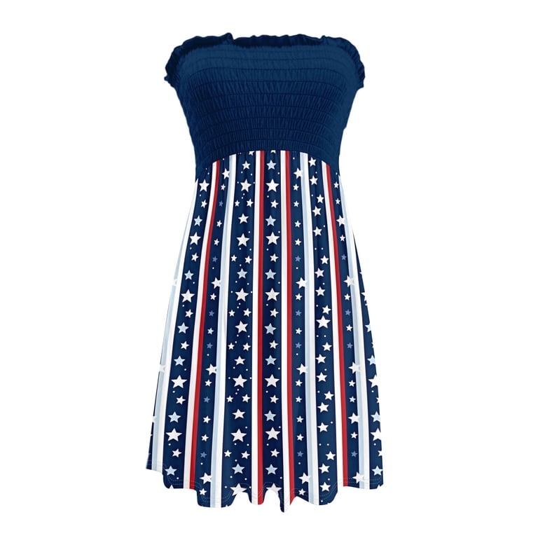chinese dress ladies Women 4th Of July Outfit American Flag Star Striped Dress for Patriotic  Ladies