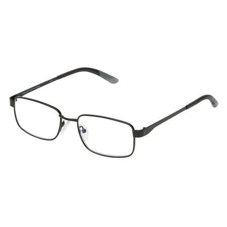 SAV Sportex Blue Light Reading Glasses, Stainless Steel Rectangle Sport Frame, AR4148, +2.00, Gray