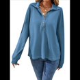 thumbnail image 1 of Sudadera Informal de Larga con Solapa y Botones para Mujer, Estilo 2025 Azul S, 1 of 9