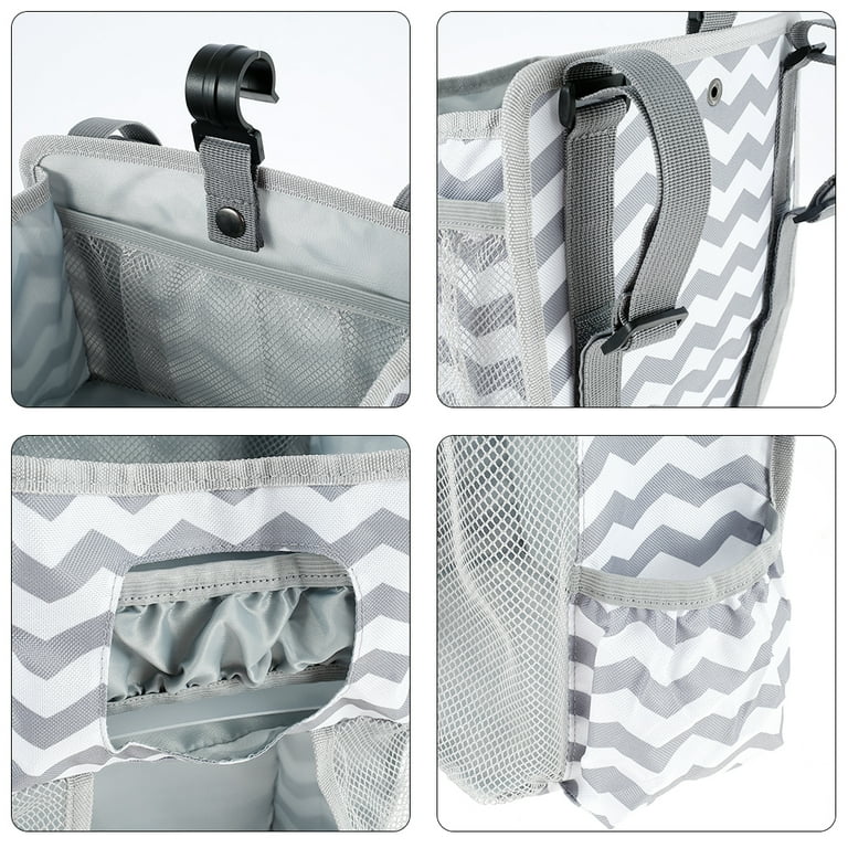 Baby Diaper Bags, Hanging Nursery Organizer Baby Shower Gifts for Infant  Newborn Store Diaper, Grey & White Oxford Large for boys girls 