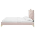 thumbnail image 5 of Platform Bed Frame, Nailhead, Queen Size, Pink, Velvet, Modern Contemporary, Bedroom Master Guest Suite Room, 5 of 10