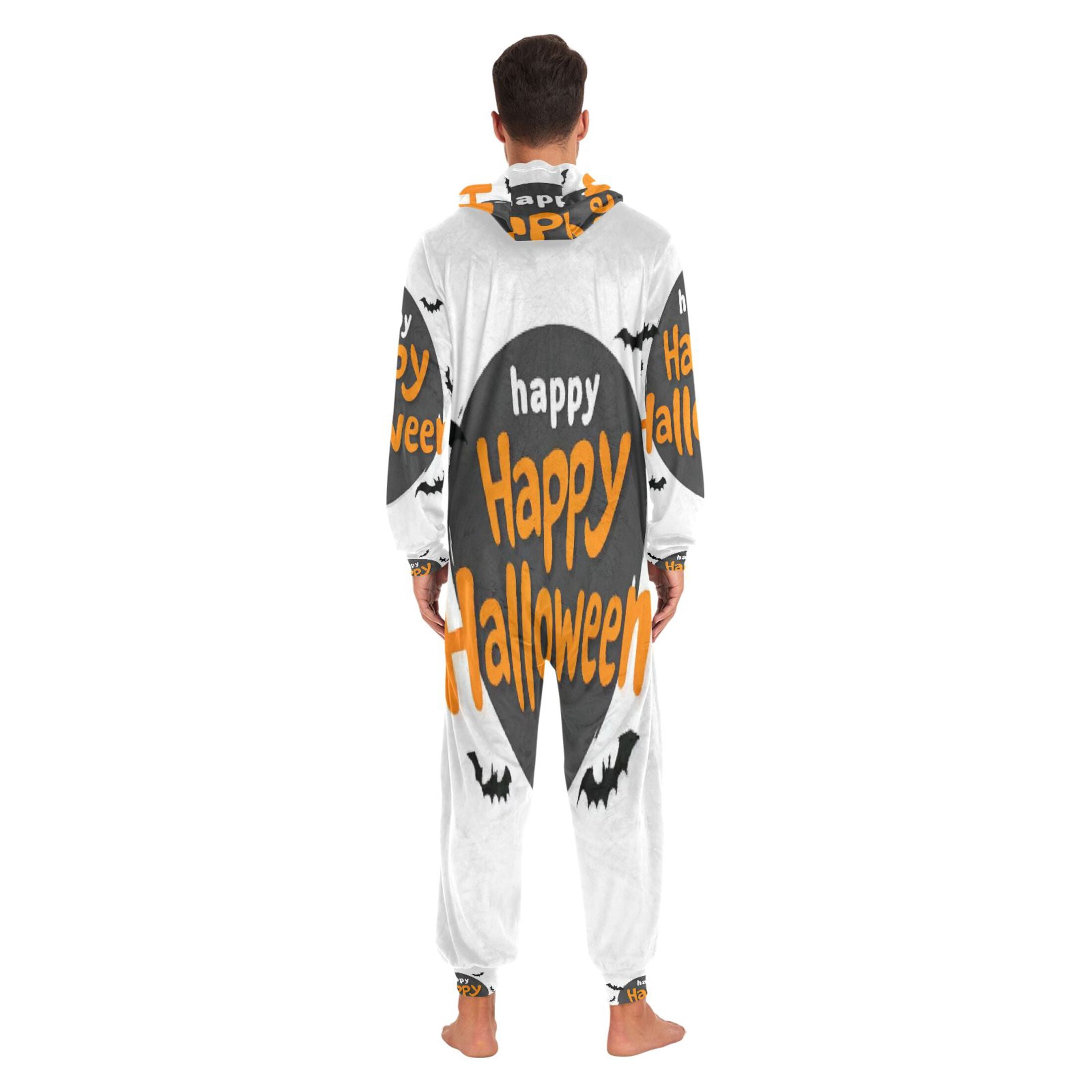 IAUYY Unisex Adult Onesie Pajamas Ultra-Soft Crystal-Soft Fabric, Halloween Adult Onesie Pajamas Adults,With a Zipper Plus Size Onesie Pajamas, Black Circular Outline