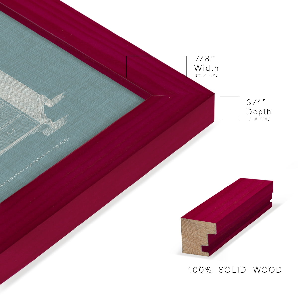 Hepplewhite Desk & Bookcase II - Framed Print w/glass - Cherry Red