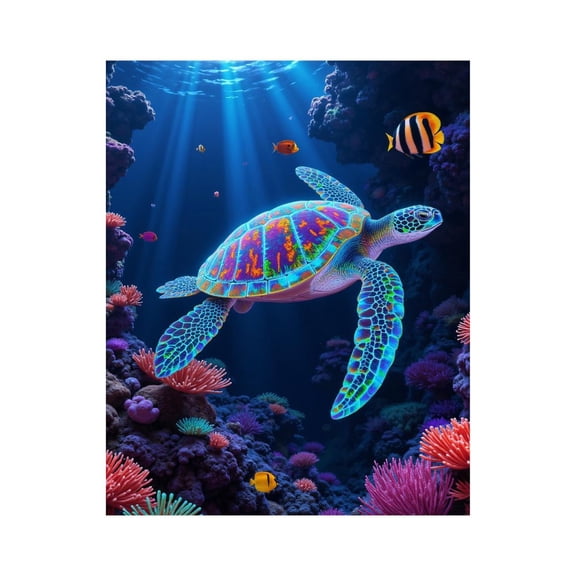 Paint By Numbers Kit for Adults Beginner - DIY Underwater Vibrant Sea Turtle Scene Canvas Painting Kits for Adults, Frameless Paint By Number for Adults for Home Wall Decor 16x20 Inch