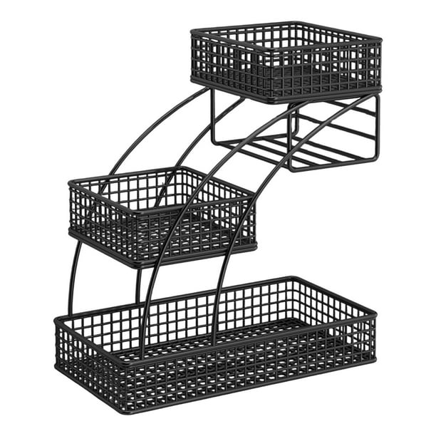 Cesta de frutas, organizador de cocina, cesta para verduras, pan, aperitivos, cuenco para almacenar frutas Negro
