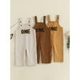thumbnail image 3 of BemeyourBBs Baby Boy First Birthday Outfit 1st Birthday Clothes Corduroy Romper Overalls Letter Embroidery Overall Jumpsuit, 3 of 9