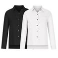 thumbnail image 3 of Feimerou Button Down Shirts for Women 2025, Spring Casual Cotton Linen Long Sleeve Solid Color Lightweight Loose Work Blouses Tops with Pockets 2pack, 3 of 6
