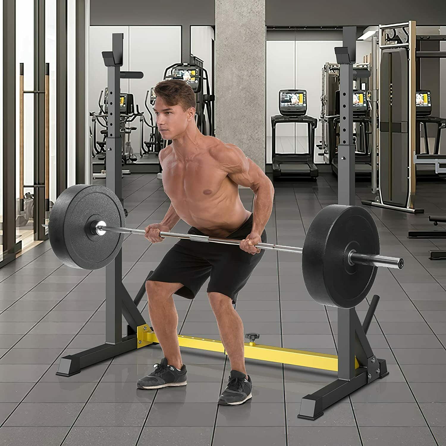 Pirecart Squat Rack, Adjustable Barbell Stand Squat Rack Home Gym Workout Exercise, 570 lbs