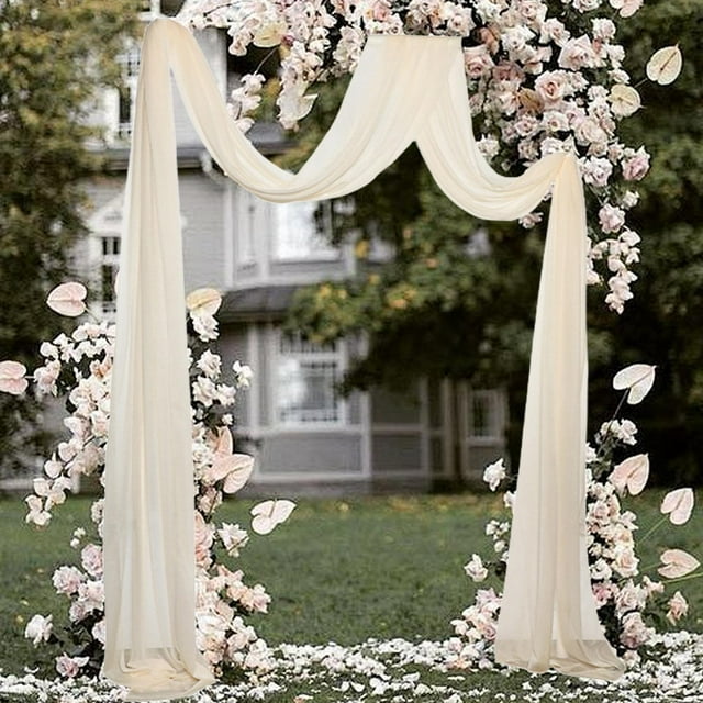 Wedding Arch Chiffon Drape Drapery for Ceremony Reception Holiday Engagement Beige White