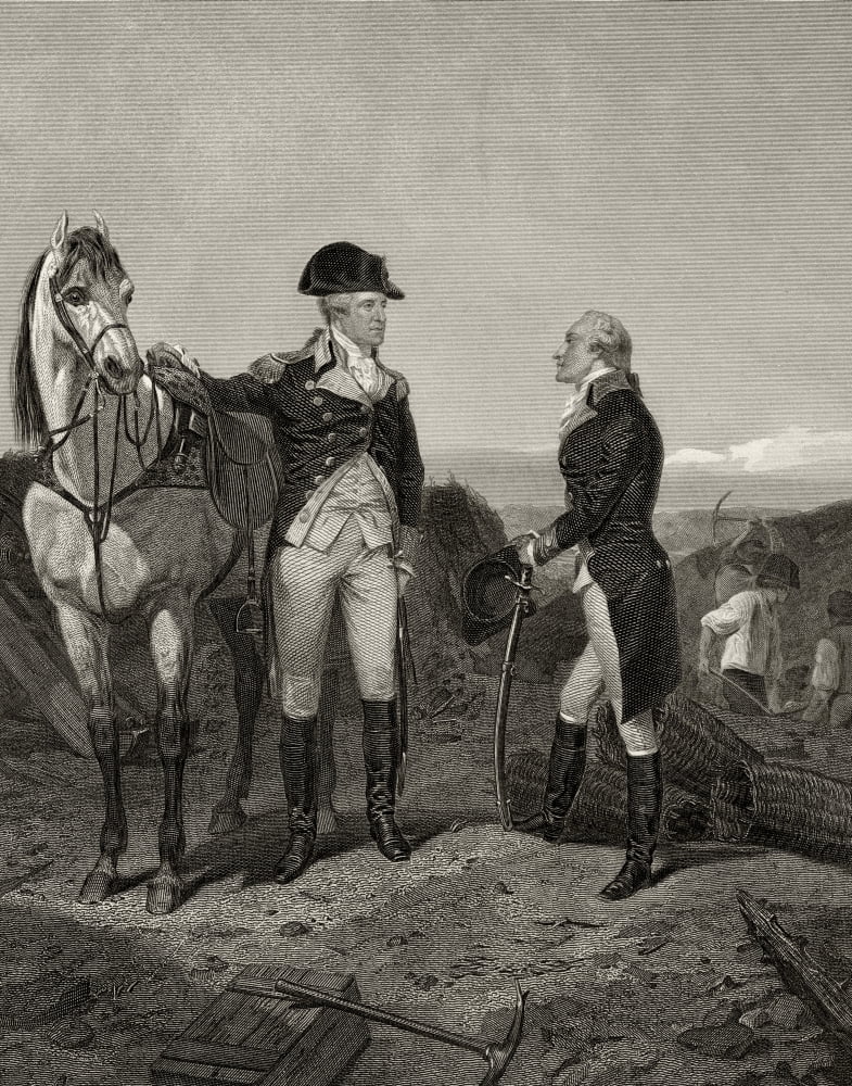 First Meeting Of George Washington 1732 To 1799 With Alexander Hamilton 1755 Or 1757 To 1804 After Alonzo Chappel From Life And Times Of Washington Volume 1 Published 1857 Canvas Art - Ken Welsh Desi