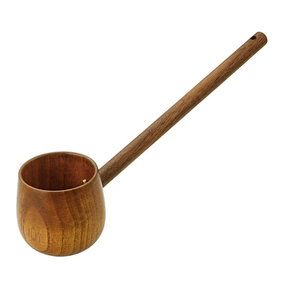 Hishaku Wood Water Ladle Dipper Bath Ladle Scoop Long Handle Deep Serving Spoon Soup Spoon for Sauna Garden Tea Ceremony Japanese Style