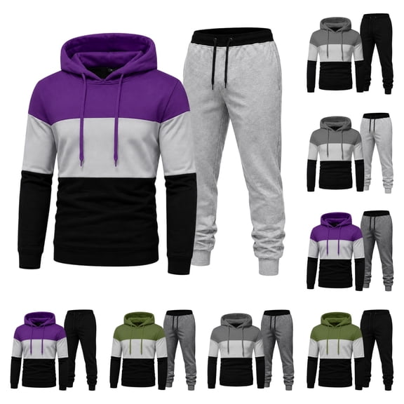 Urbanix Mens Sweat Suits 2 Piece Set Casual Relaxed Fit Drawstring Hoodies Sweater & Fall Winter Fashion Comfortable Soft Joggers Light Blue XL