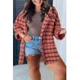 thumbnail image 2 of Women's Red Plaid Long Sleeve Side Split Distressed Hem Shirt | [ZhiHiMeRi] | (US 8-10)M, 2 of 6