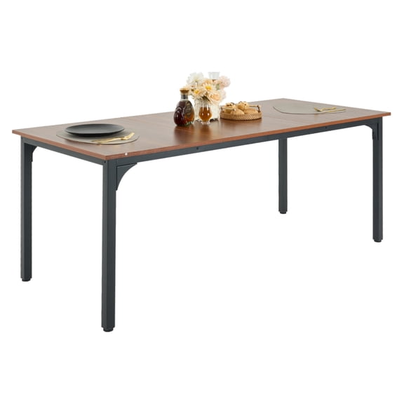 71 Inch Rectangle Wood Dining Table in Brown for Kitchen or Dining Room, Seats 6 to 8 People, Table Only