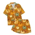 thumbnail image 4 of CAUYDY Halloween Pajama Sets For Women 2 Piece Ghost Pumpkin Print Shirts And Pajamas Shorts Button Down Short Sleeve Sleepwear(Yellow,XL), 4 of 4