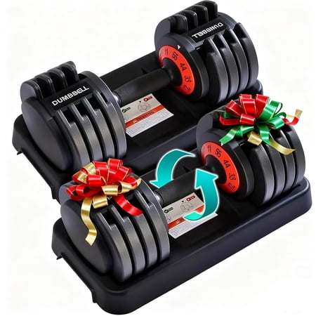 Adjustable Dumbbells 55LBS Dumbbell Set with Tray for Fitness,1-Sec Adjustable Weights Dumbbells Set,with Anti-Slip Texture Handle, Weight Set For Home Gym Suit both Men and Women