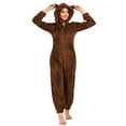 thumbnail image 6 of KelaJuan Women Thick Plush Sleeping Romper with Bear Ear Hat, Long Sleeve Zipper Hooded Jumpsuit for Autumn, Winter, 6 of 8