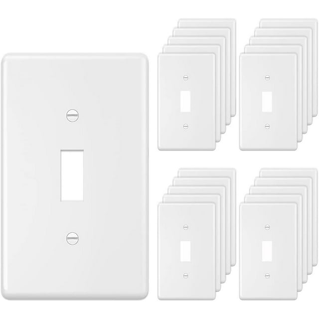 Toggle Light Switch Wall Plate Cover Single Switch Wall Plate 1-Gang Electrical Faceplate, White (20-Pack)
