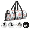 thumbnail image 5 of YFYANG Large Capacity Canvas Gym Bag for Men and Women, Pink Flower Leaf Pattern Round Portable Travel Bags for Sports Fitness, 5 of 8