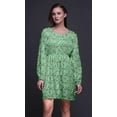 thumbnail image 4 of Bimba Robe Midi à Manches Longues pour Femmes, Coupe Décontractée, Imprimée Feuilles Vertes et Oiseau Flowerpecker - Xxx-Grand, Boutonnée, 4 of 7