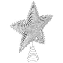 OFFIGAM Silver Metal Christmas Tree Topper Star Ornament for Holiday and Home Decoration