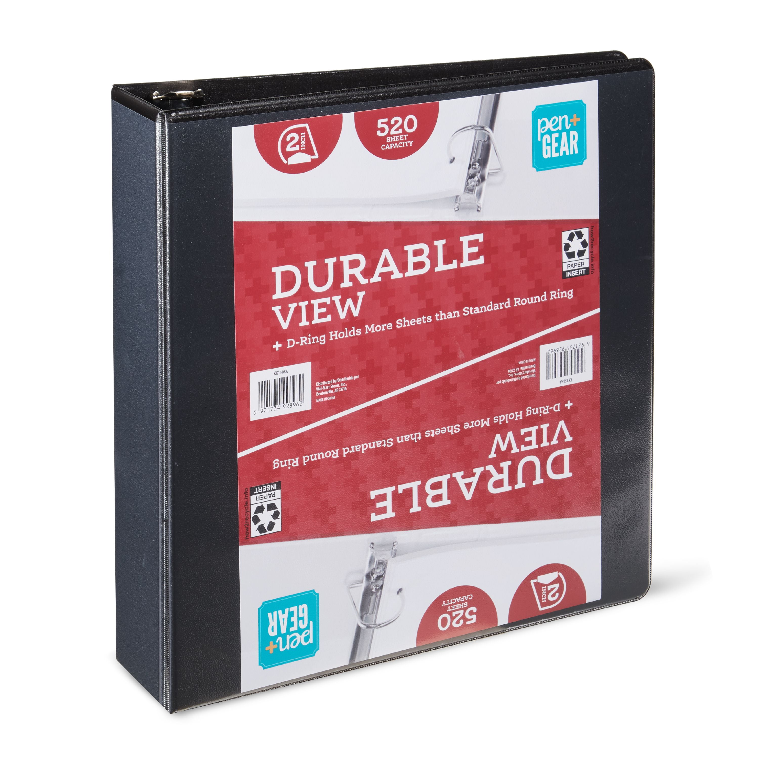 Pen + Gear 3-Ring Durable View Binder, 2” Black, Slant Ring