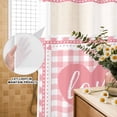 thumbnail image 2 of No Hook Shower Curtain with Built-in Rings - Pink Buffalo Check Plaid Love Hearts Washable Waterproof Fabric Bathroom Curtains for Hotel,Rentals, 66 X 72 Inch Long , Pink White, 2 of 9
