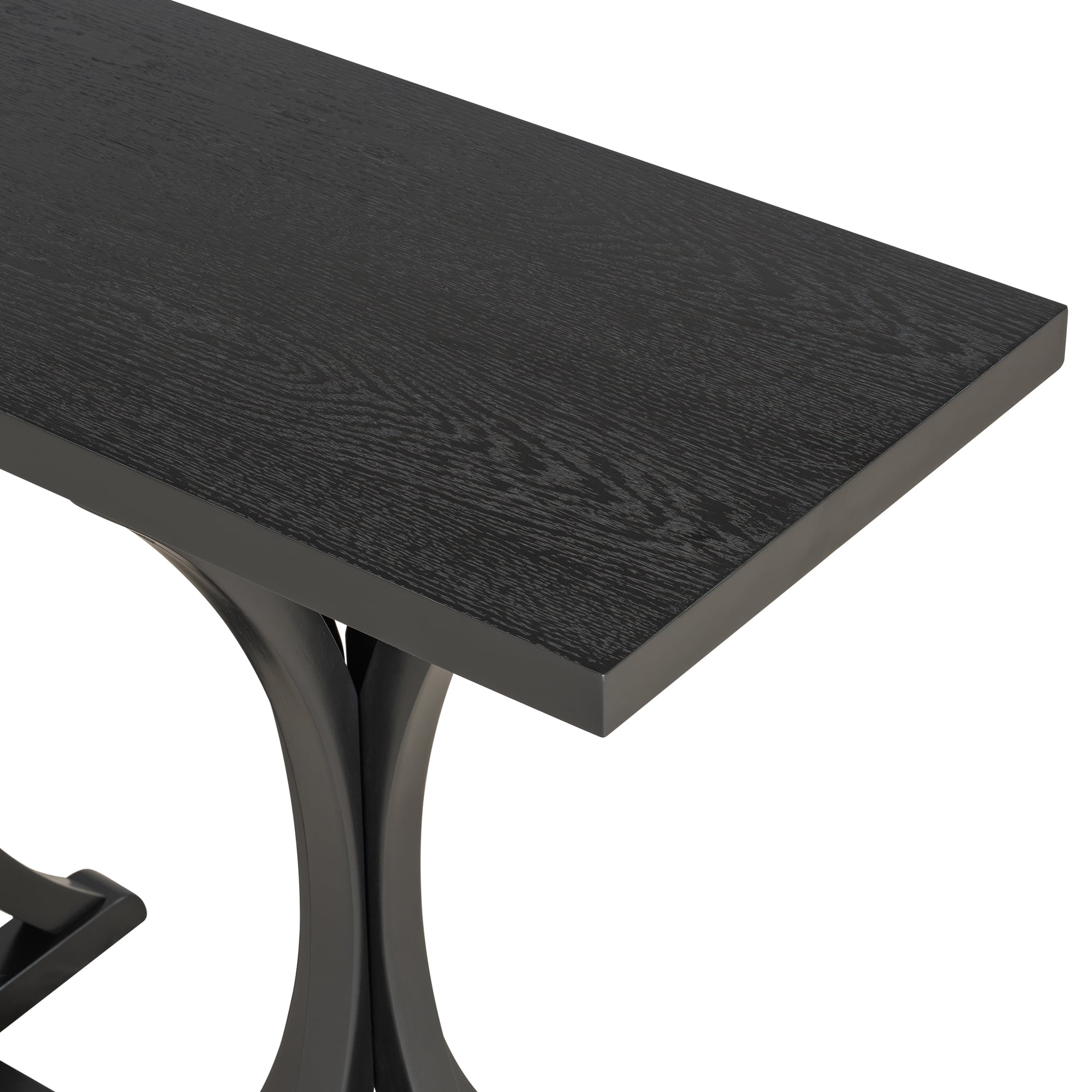 HOQBN 59.8'' Wooden Console Table,Farmhouse Entryway Table with Wood Legs for Living Room,Entryway,Hallway, Dining Spaces,Black