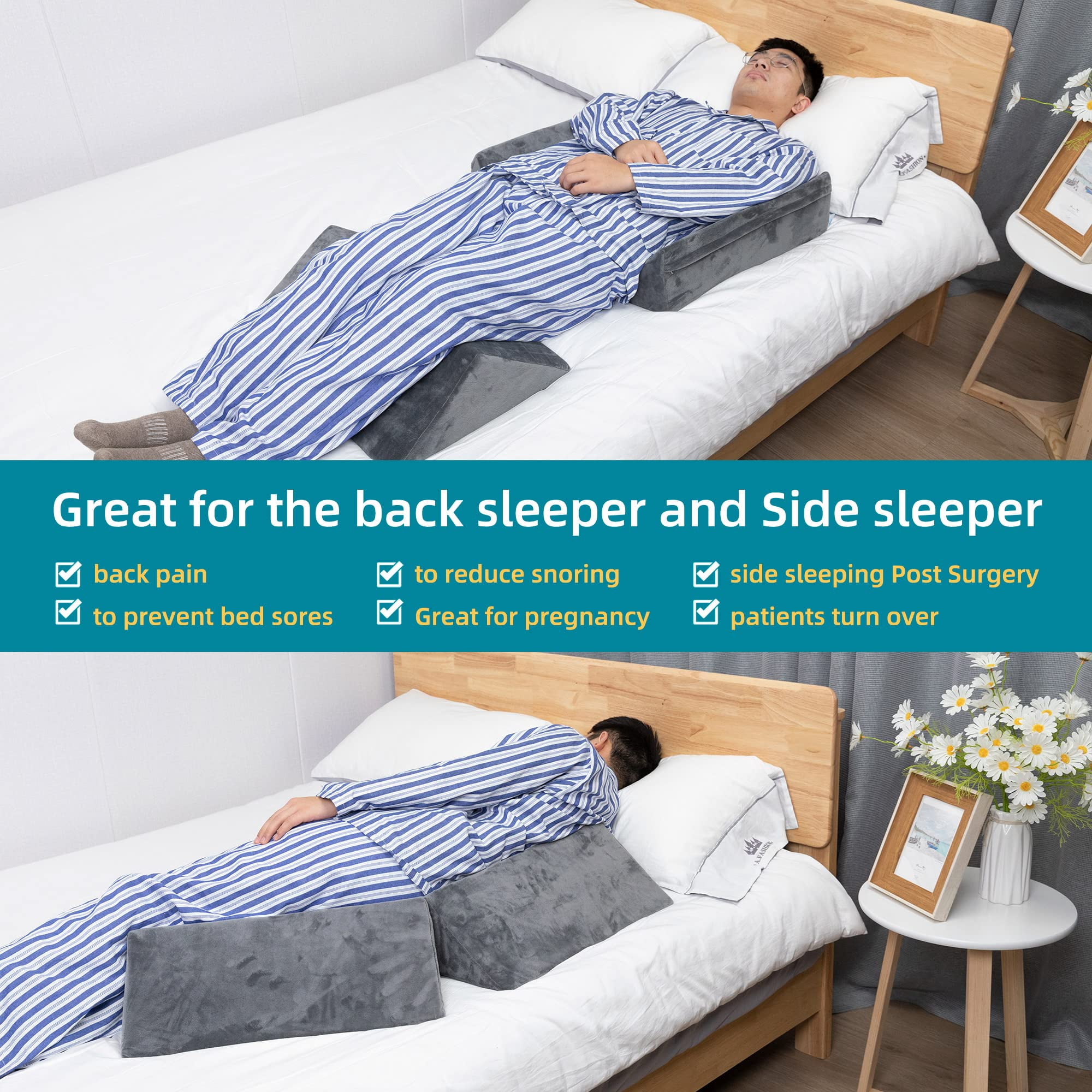 Bed Wedges & Body Positioners For (3 In 1) 40 Degree Triangle Positioning Pillow After  Wedge
