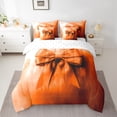 thumbnail image 2 of Manfei Kawaii Cartoon Bow-tie Bedding Comforter Set 7 Pieces for Kids, Princess Orange Ribbon Full Bedding Set, Fashion Bow Reversible Fitted Sheet Flat Sheet, Microfiber Bedroom Decor, 2 of 7