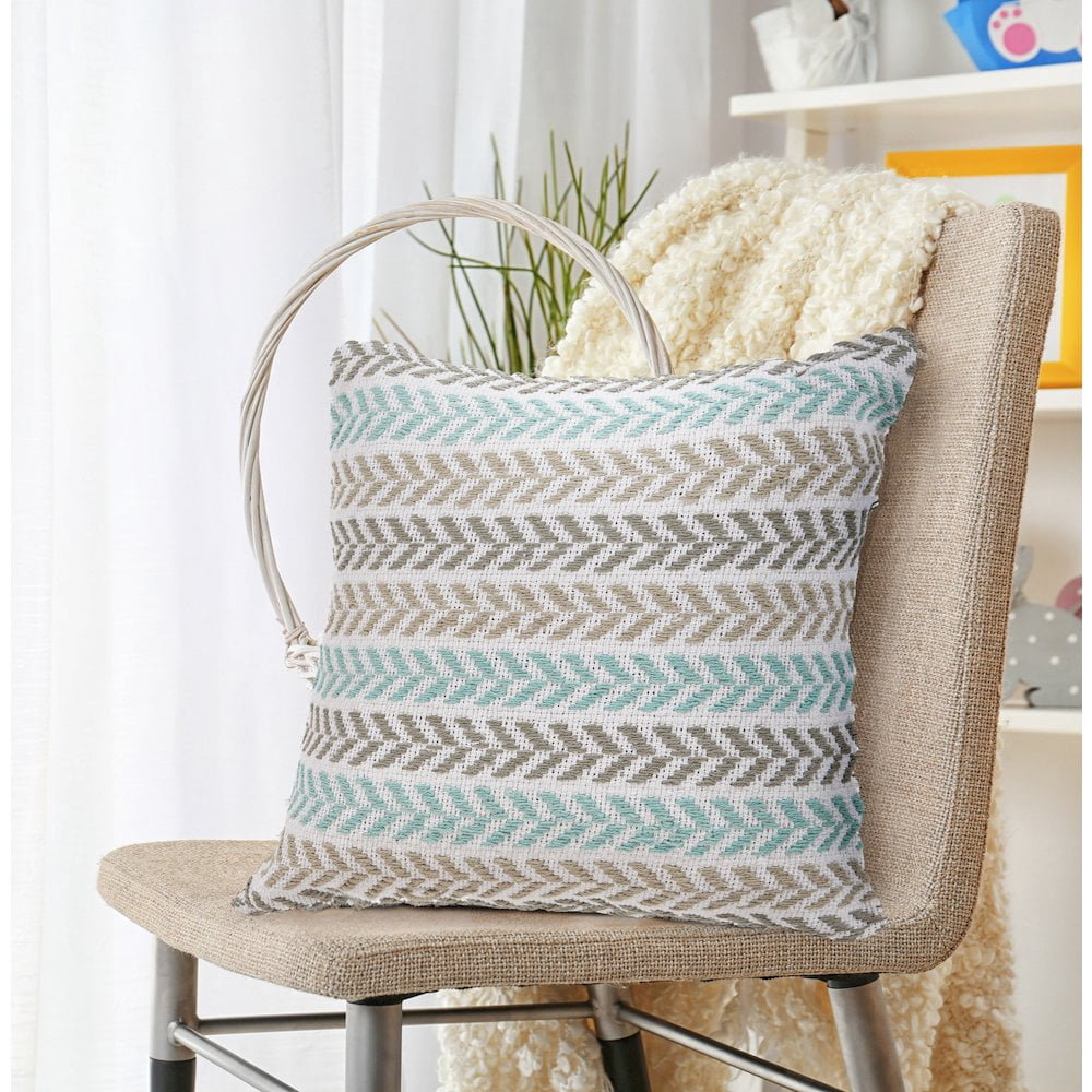 LR Home Altair Cotton Pillow Set of 4 in Blue/Gray, 18" x 18"