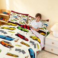 thumbnail image 4 of Erosebridal Cartoon Race Car King Sheets, Colorful Bedding, Yellow Border 4-Piece (1 Flat Sheet, 1 Fitted Sheet and 2 Pillowcases), 4 of 6