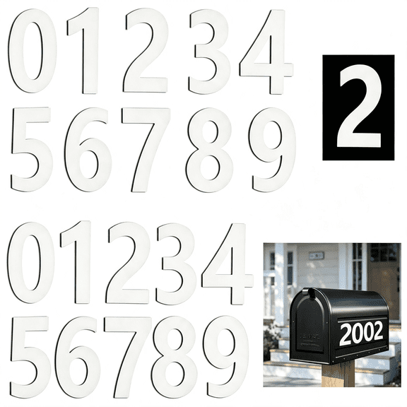 ZHZFKQ 4 Inch Magnetic Mailbox Numbers 0-9, White, 2 Sets | Magnetic Backing, Reusable, Non-Adhesive, Weatherproof & Easy to Install, Address Numbers for Mailbox, House, Office