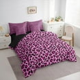 thumbnail image 3 of Manfei Chic Leopard Pattern 7-Piece Bedding Comforter Set,Wild Animal Cheetah King Bedding Sets,Pink Black Bed Sheets For Girls Teens,Ultra Soft Home Decor Reversible, 3 of 8