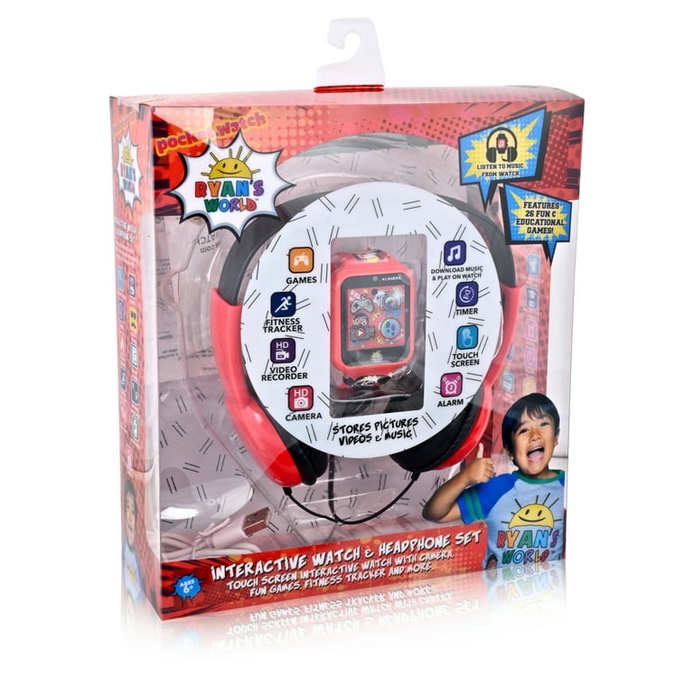 Ryan's World Unisex Child Smart Watch and Headphones Set Red
