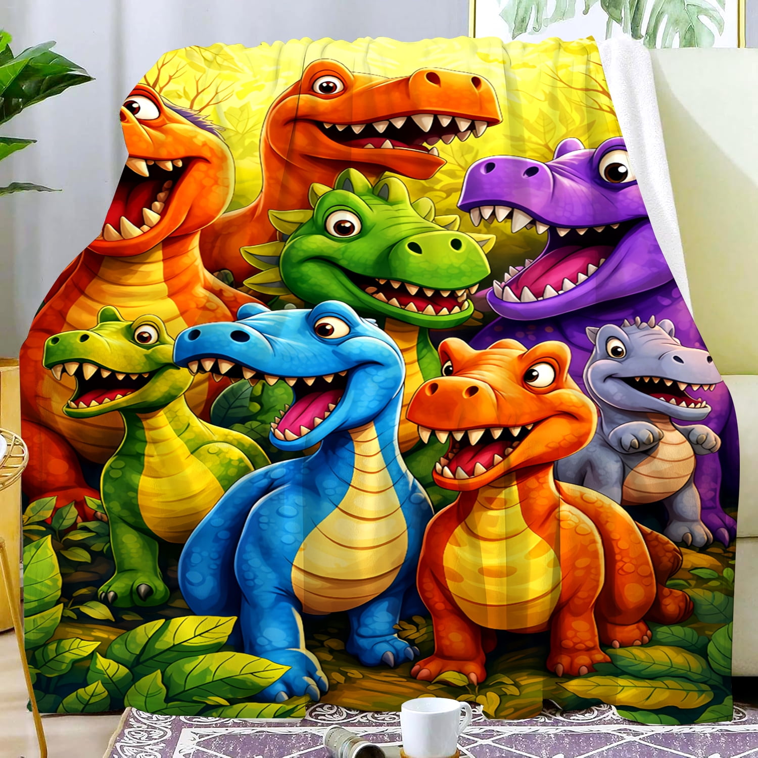 Dinosaur Blanket Throw Cute Dinosaurs Stuff Blankets Plush Cozy Soft Flannel Bedding Dinosaurs Gifts for Dinosaur Lovers Women Adults Sofa Couch Bed Room Decor 50"X40"