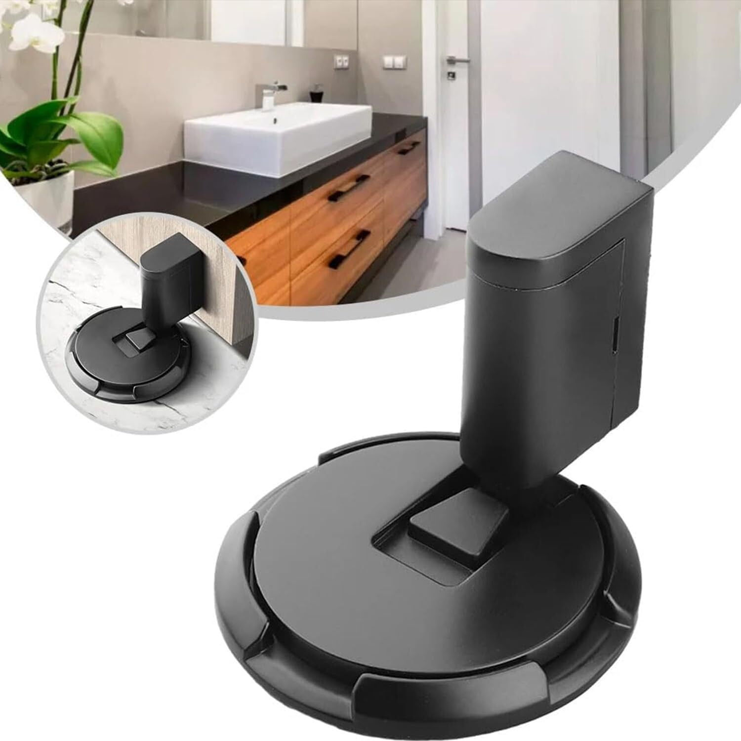 Mechanical Floor Door Stopper,Magnetic Door Stopper for Bottom of Door,Invisible Punch-Free Mechanical Silent Floor Door Stop,Windproof Door Stopper Indoor Heavy Duty Floor Door Stop (Brown)