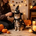 thumbnail image 4 of Gold Print Wizard Hat & Cape Pet Set, Comfortable Seasonal Outfit for Small Medium Large Dogs & Cats for Party Photo Dress-Up, 4 of 5