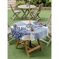 thumbnail image 3 of Outdoor Tablecloth with Umbrella Hole & Zipper, Blue Beige Coastal Round Tablecloth 60 Inch, Summer Coral Beach Nautical Patio Table Cover Waterproof Table Cloth for Picnic/Party, 3 of 7
