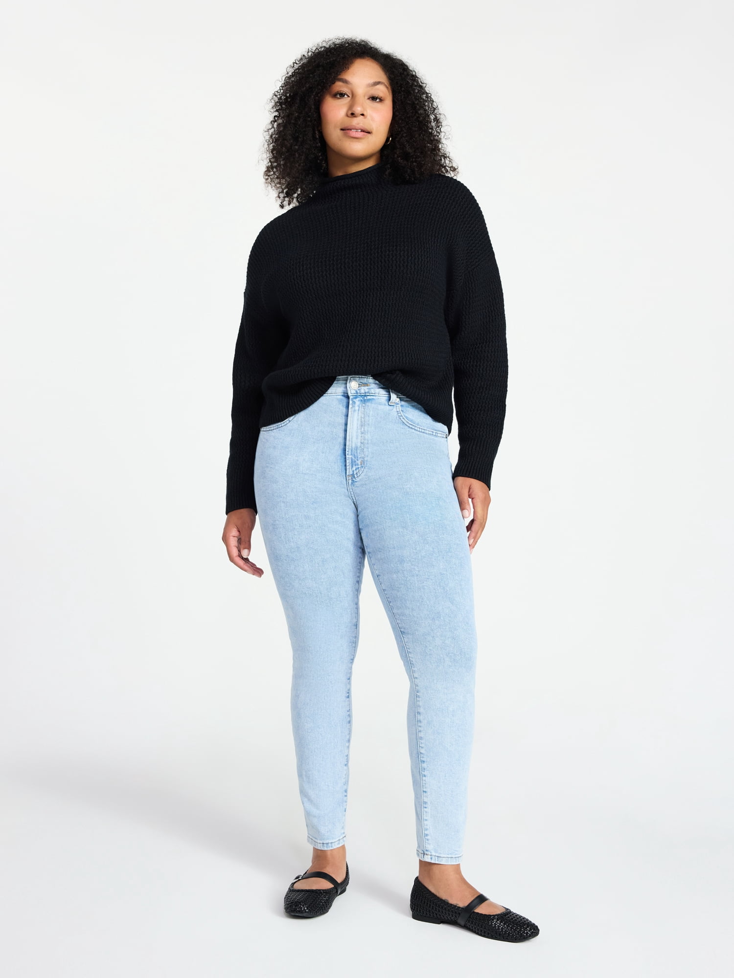 Time and Tru Women's High Rise Skinny Jeans, 29" Inseam Regular, Sizes 0-20, 10S-16S