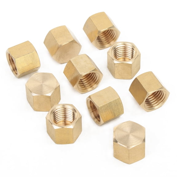 LTWFITTING Brass Pipe Cap Fittings 1/4-Inch NPT Air Fuel Water Boat(Pack of 10)
