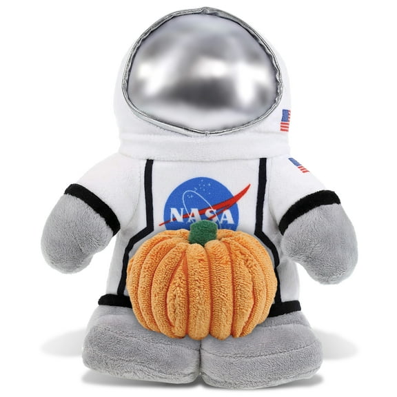 DolliBu Snug-Mooshies Standing Astronaut Stuffed Toy with Pumpkin Decor - Pumpkin Plush Animal for Fall, Halloween and Thanksgiving, Pumpkin Toy for Baby, Kids, Adults - 9 Inches