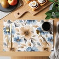 thumbnail image 2 of Spring Watercolor Placemats Set of 12, Brown Blue Flower Leaves Garden Scenery Non-Slip Place Mats Washable Table Mats for Kitchen Dining Table Decorations Indoor/Outdoor, 2 of 9